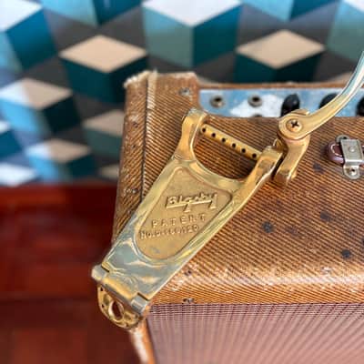1959 Gibson ES350T Bigsby B6 RARE SHORT HINGE Gold Kalamazoo Sand-Cast Vibrato Tailpiece Original Vintage Gretsch Guild image 3