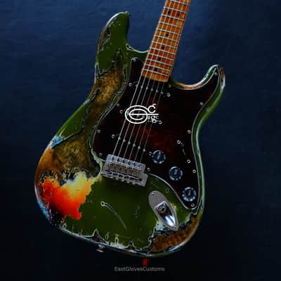 Fender Stratocaster Olive Green /Sunburst Heavy Aged Relic by East Gloves Customs image 15
