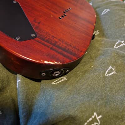 Schecter Omen-7 Active Diamond series 7 String Guitar - Present - Black Cherry with gig bag image 7