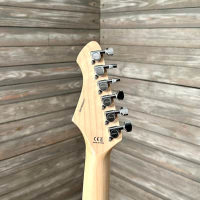 Aria  Pro II Jet B Tone Electric Baritone Guitar  - See-Through Vintage White (4702-SR) image 8