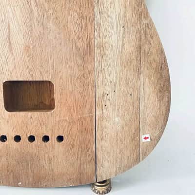 Raw Materiel Electric Bass Guitar Mahogany Body, Burl Wood Top image 2