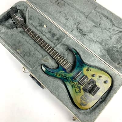 Alvarez Dana Scoop 1990s - Green Graphic Metal art Modulus Graphite neck, and Original Alvarez hardshell case and hang tag! image 8