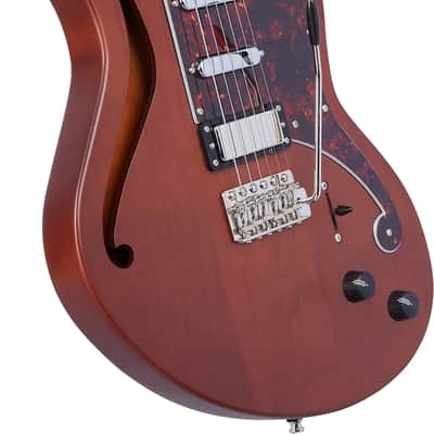 D'Angelico Deluxe Bedford SH Semi-hollowbody Electric Guitar - Matte Walnut image 3