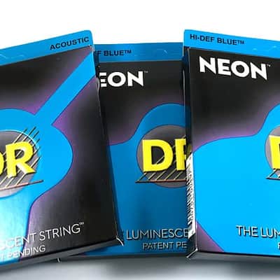 DR Guitar Strings Acoustic 3 Pack Neon Blue Medium Lite 11-50 Luminescent