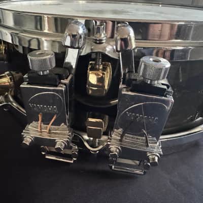 1992 Yamaha Dave Weckl Signature Maple Snare Drum 14" x 5.5" (Model MSD14DW) Transparent Black/Wood Tone image 4