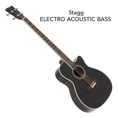Stagg Jumbo Acoustic-Electric Bass Guitar with Cutaway – Black – SA40BASS ACE-BK image 2