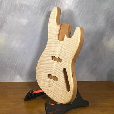 high end  Offset bass body NOS Curly Maple Top Solid One-piece Mahogany Back Unfinished Front Routed Luthier Supply R37 image 16