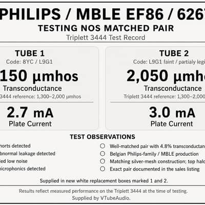 Mazda / M.B.L.E. Brussels EF86 6267 NOS Matched Pair – Low Noise, Silver Mesh image 4