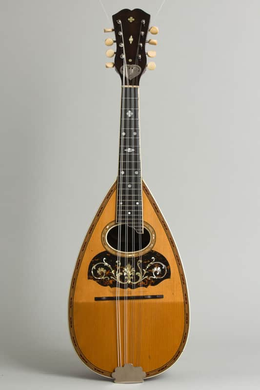 Stahl Style 6 Bowl Back Mandolin, made by Larson Brothers, c. 1910, original brown leather covered hard shell case. image 1