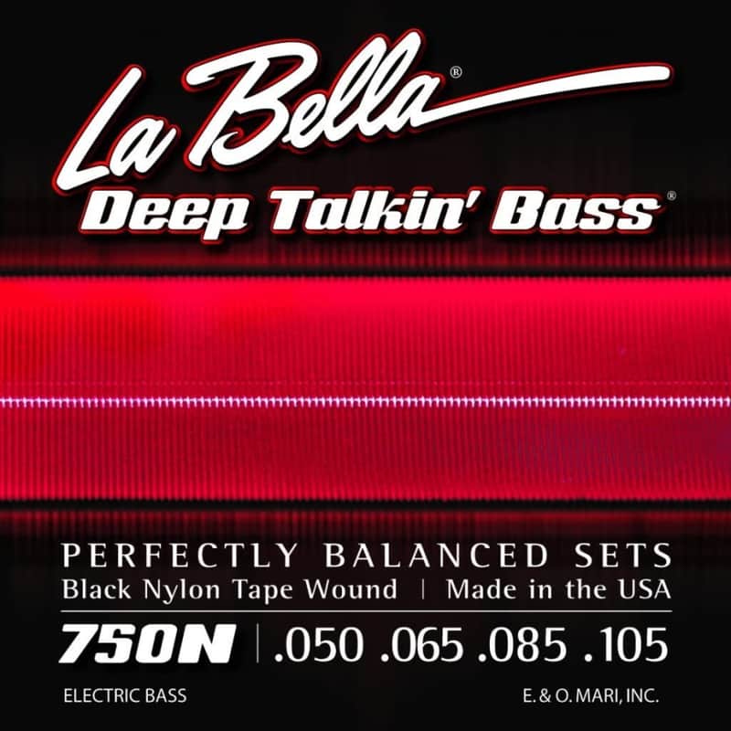 LaBella 750N Black Nylon Tape Wound Light Long Scale 50-105 Bass Strings image 1