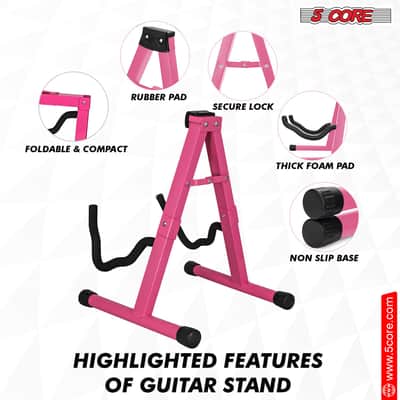 5 Core Guitar Stand A Frame w Soft Foam Arm Non Slip Rubber for Acoustic Electric Bass image 1