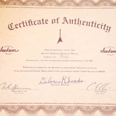 2009 Jackson Custom Shop LTD Randy Rhoads Concorde Tribute White w/ Black Pinstripes Relic +COA OHSC image 6