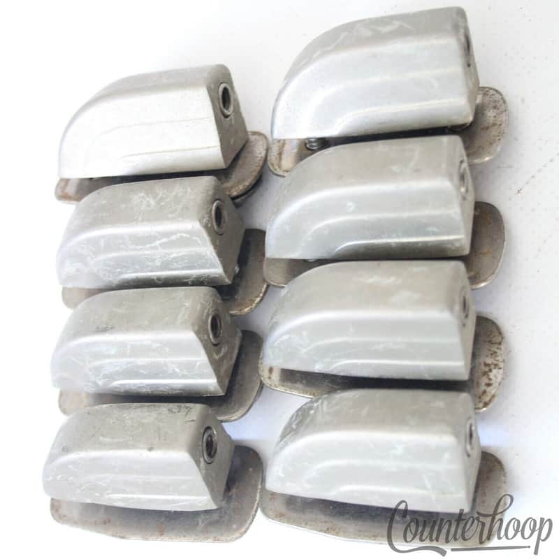 *Leedy 8x Beavertail Snare/Tom Drum Lugs Nickel Metal Plates Vintage 40s/50s USA image 1