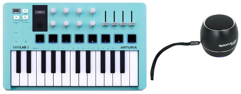 Arturia MiniLab 3 Aquamarine MIDI Keyboard Controller+Portable Bluetooth Speaker image 1