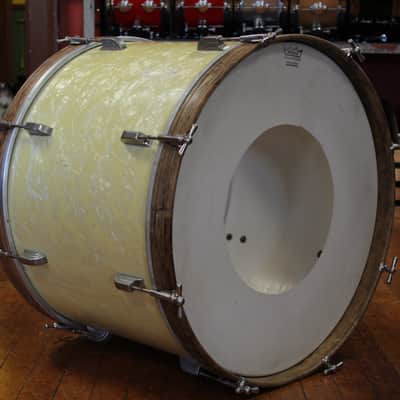 1950s Leedy 16x22 Bass Drum in White Marine Pearl image 1