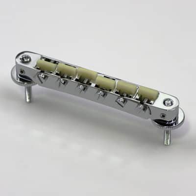 TonePros AVR2G-C Tuneomatic Bridge with G Formula Nylon “66” Saddles Chrome image 2
