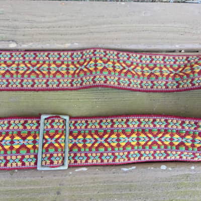 Vintage 1960's Bobby Lee Guitar Strap! Red, Green, Yellow! Metal Buckle! Original Case Candy! image 3