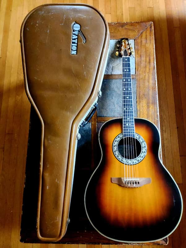 Ovation Balladeer Model 1117 vintage USA acoustic w/ohsc  1977 - sunburst image 1