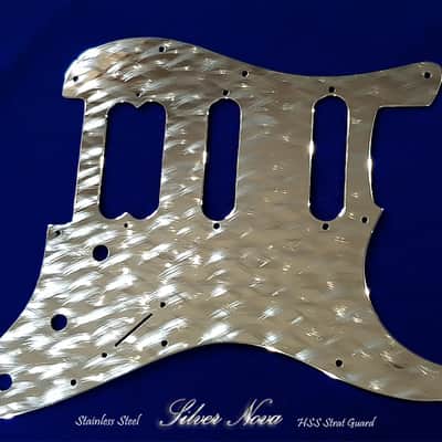 Silver Nova Stainless Steel Pickguard for Fender Stratocaster HSS Pro Steel Chrome Metal Strat Guard image 3