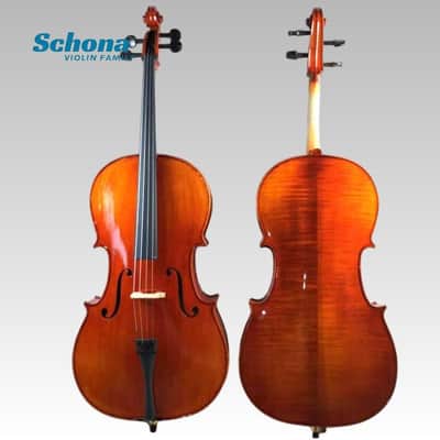 SCHONA SC-02BE Glossy Entry Level Tiger Grain Maple Back/Sides Spruce Top Handmade Cello 4/4 Size Exam Practice Solo Performance image 3