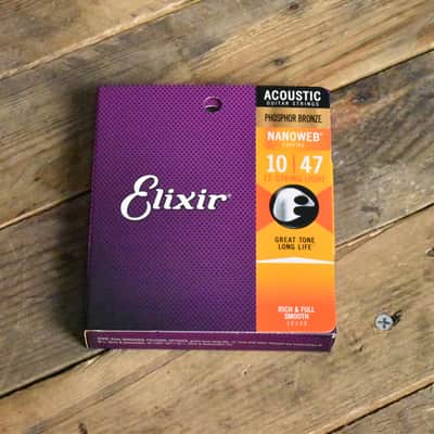 Elixir 16152 Nanoweb Coated Phosphor Bronze 12 String Acoustic Guitar Strings Light 10-47 image 1