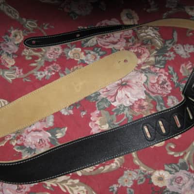 new (NO tags) Perri’s Leathers Ltd BM2-BLK 2" Soft Italian Premium Leather Black / Suede Tan (natural) Guitar Strap - main side is Black Leather / backing is Tan (natural) Suede [strap can be reversed] - adjustable length of 37" to about 50" image 7