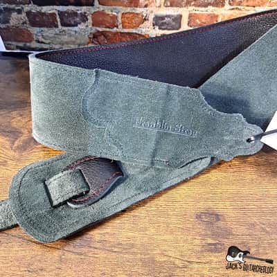 Franklin Strap 3" - Original Black Glove Leather Guitar/Bass Strap with Red Stitching image 3