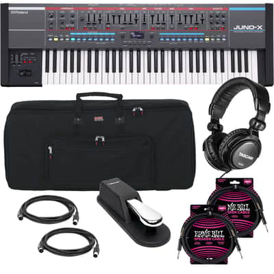 Roland Juno-X 61-key Synthesizer, Gator GKB-61, (2) Midi Cables, (2) ErnieBall 1/4, Sustain Pedal, Tascam TH02 Bundle