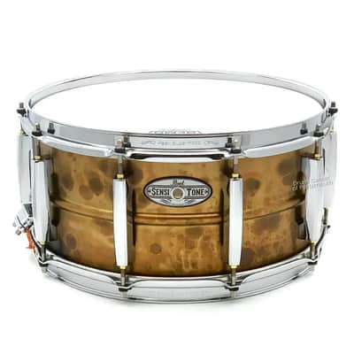 Pearl Sensitone Raw Brass Snare Drum 14x6.5 image 1