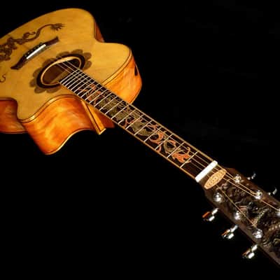 Blueberry Handmade Jumbo Acoustic Guitar Dragon Motif image 7