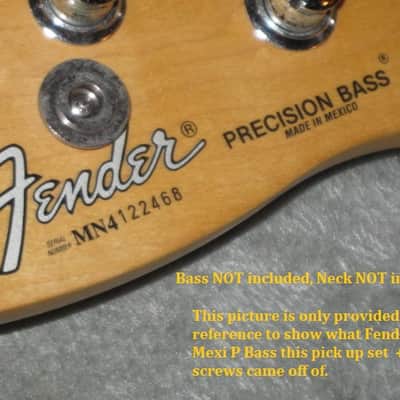 used relic'd (from real player's wear, use, & age) Fender Black Split-Coil Mexican Standard Precision Bass pickups, Alnico 5, 10.5k fully functional (silver screws included - also relic'd) from 1994 Fender Mexican Standard P Bass (Bass NOT included) image 25