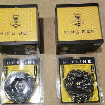Neat Microphones King Bee 2020s Black/Yellow Pair with  Beeline quad conductor XLR mic cables image 2