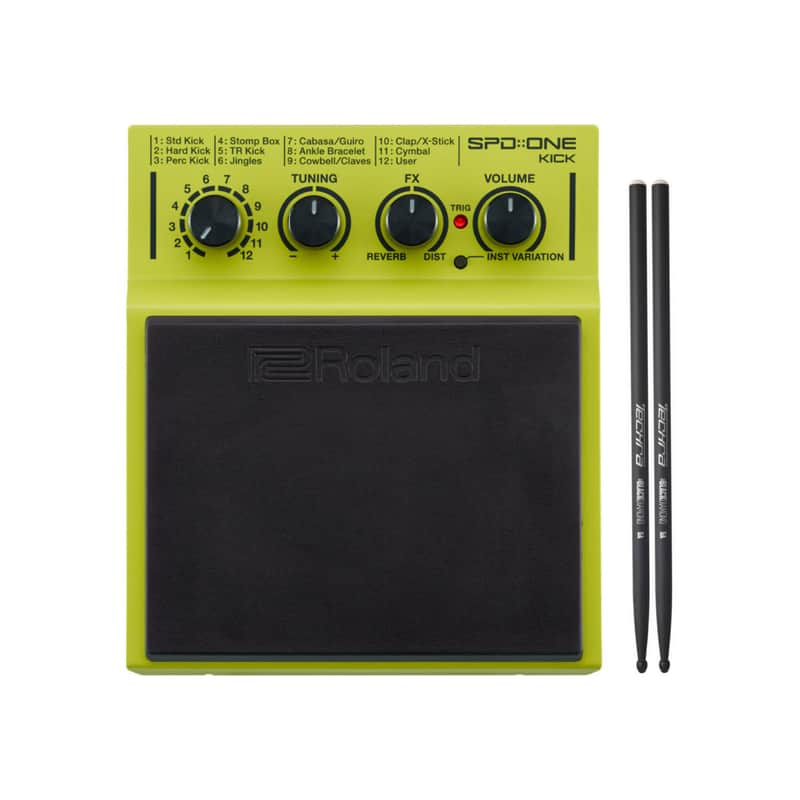 Roland SPD-One Kick Percussion Electronic Drum Pad with 22 Onboard Sounds and Runs on Batteries Bundle with Rubber-Tip 5A Long Life Durable Non-Vibrating Drumsticks (Black) (2 Items) image 1