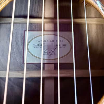 Taylor 714ce-L1 Red Cedar Top, Walnut Back & Sides, 2003 with Hardshell Case - Pre Owned image 16