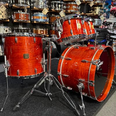 ~NEW!~ Gretsch USA Custom 4-Piece 10/12/16/22 Drum Kit Set in Burnt Orange Gloss Lacquer with Square Badges image 4