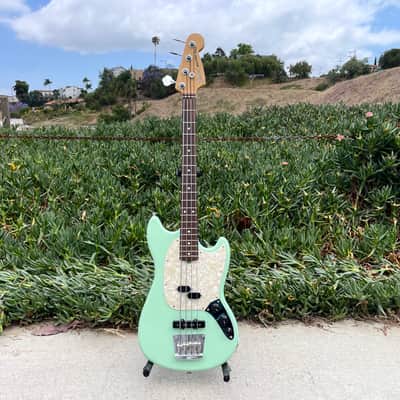 2020 Fender American Performer Mustang Bass Satin surf green image 2