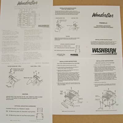 Washburn Wonderbar Vibrato System User / Installation Manual 1990's image 1