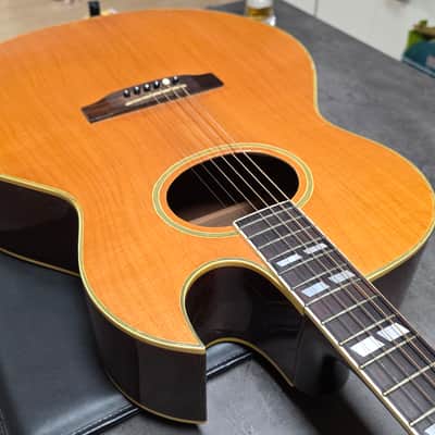 Landola J-800 Made in FINLAND Florentine Cutaway Jumbo Acoustic-Electric Guitar Finnish European EU Build with USA Shadow P4 4-band EQ pre-amp Vintage 80s 1980's Gibson Open-Book Headstock image 7
