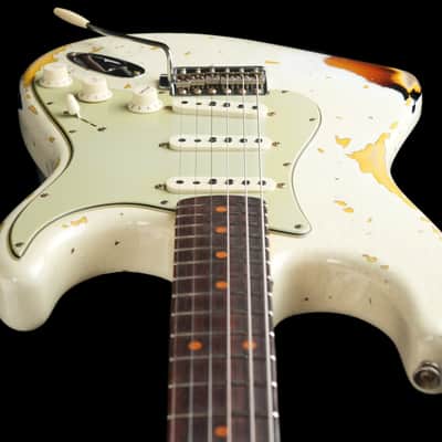 Fender Custom Shop 1960 Stratocaster Olympic White over 3 Color Sunburst Heavy Relic 2022 Bild 12