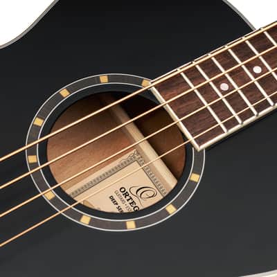 Ortega D7E-SBK-4 Deep Series 7 Spruce Top Mahogany Neck Medium Scale 4-String Acoustic-Electric Bass Guitar image 10