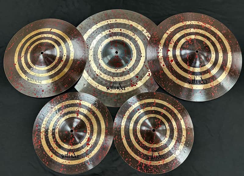 5 PC Saluda Blood Splattered Cymbal Set 14HH, 16, 18, 20 image 1