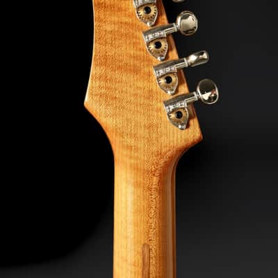 Ronin Morningstar 2019 - Honey Burst w/ highly figured “Flame Maple” neck + Raw Aluminum FB Mini’s image 14