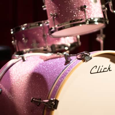 Click Icon 4pc Maple Drum Set Satin Pink Sparkle Shell Pack 18 14 10 14 image 6