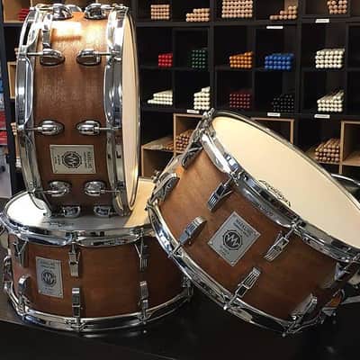 Markline Drums handmade Mahogany Snare 14"x7" custom black/silver handcrafted in Italy image 3