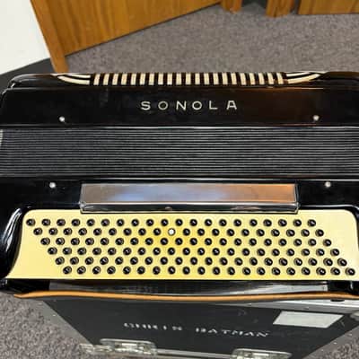 Sonola 120 Bass Piano Accordion SS5 LMH w/case Italy 1950s Black (used) image 11