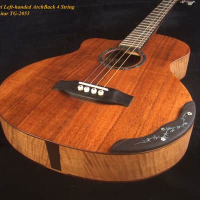 Handcrafted Left-handed 4 String Tenor Guitar, Solid Hawaiian Koa, Acacia ARCH-BACK Cutaway , Vine Inlay, Soft-bag, Bruce Wei TG-2055 image 8