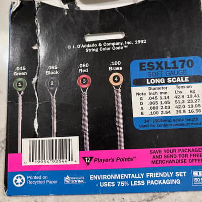 D'Addario ESXL170 Long Scale 45-100 Double Ball End Light Electric Bass Strings image 2