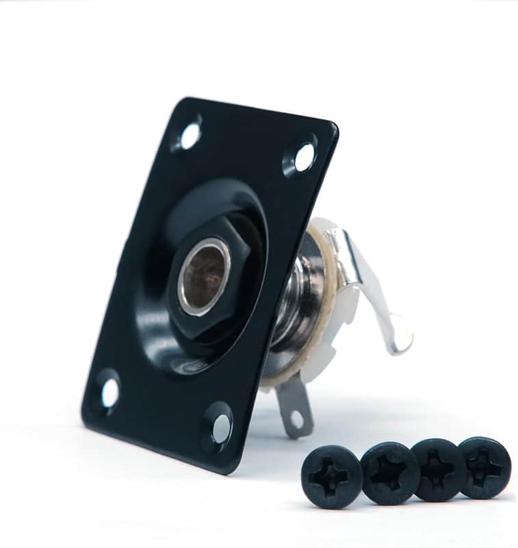 Metal 1/4 Output Jack Plate Input Jack Socket for Tele SG Style Electric Guitar Parts Replacement (Black) image 1