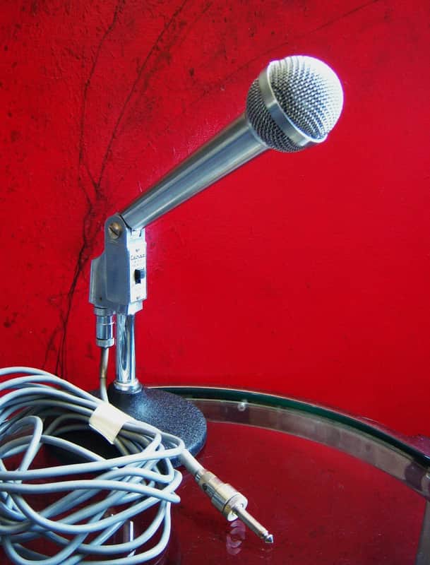 Vintage 1960's Calrad DM63 dynamic omni-directional microphone Dual Z / Hi Z harp mic w cable Olson Lafayette image 1