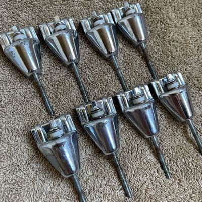 Yamaha Lot of 8 Bass Drum Tension Rods + Claws - Made in Japan 3 1/2” 80s - Chrome image 2